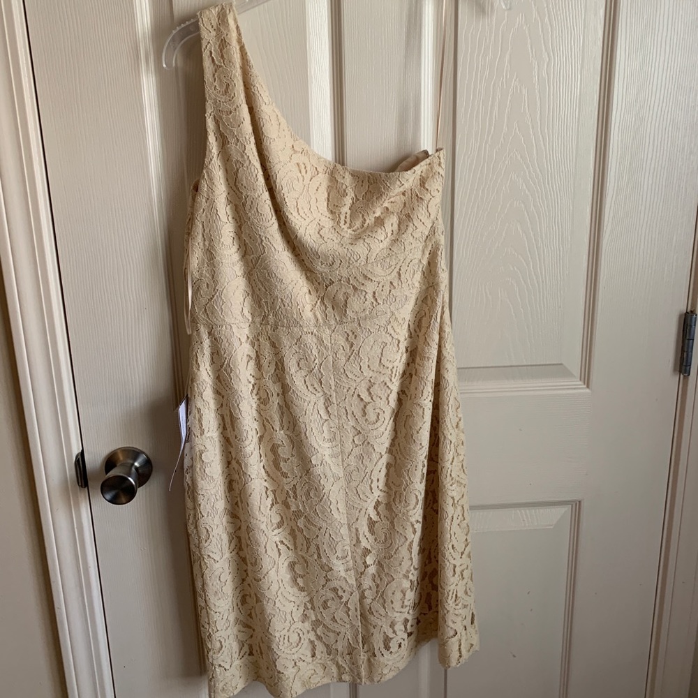Jcrew one shoulder Ivory lace dress
